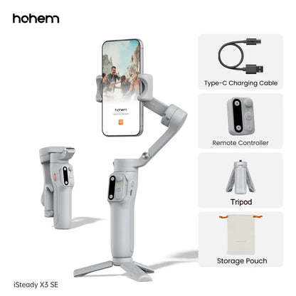 Hohem iSteady X3 SE 3-Axis Handheld Gimbal Stabilizer Portable Foldable AI Tracking Selfie Tripods for Smartphone Vlog