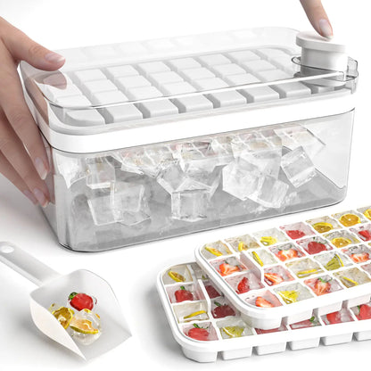 FLAGPOWER Stackable Ice Cube Set with Scoop - 64 Mini Cubes, BPA-Free