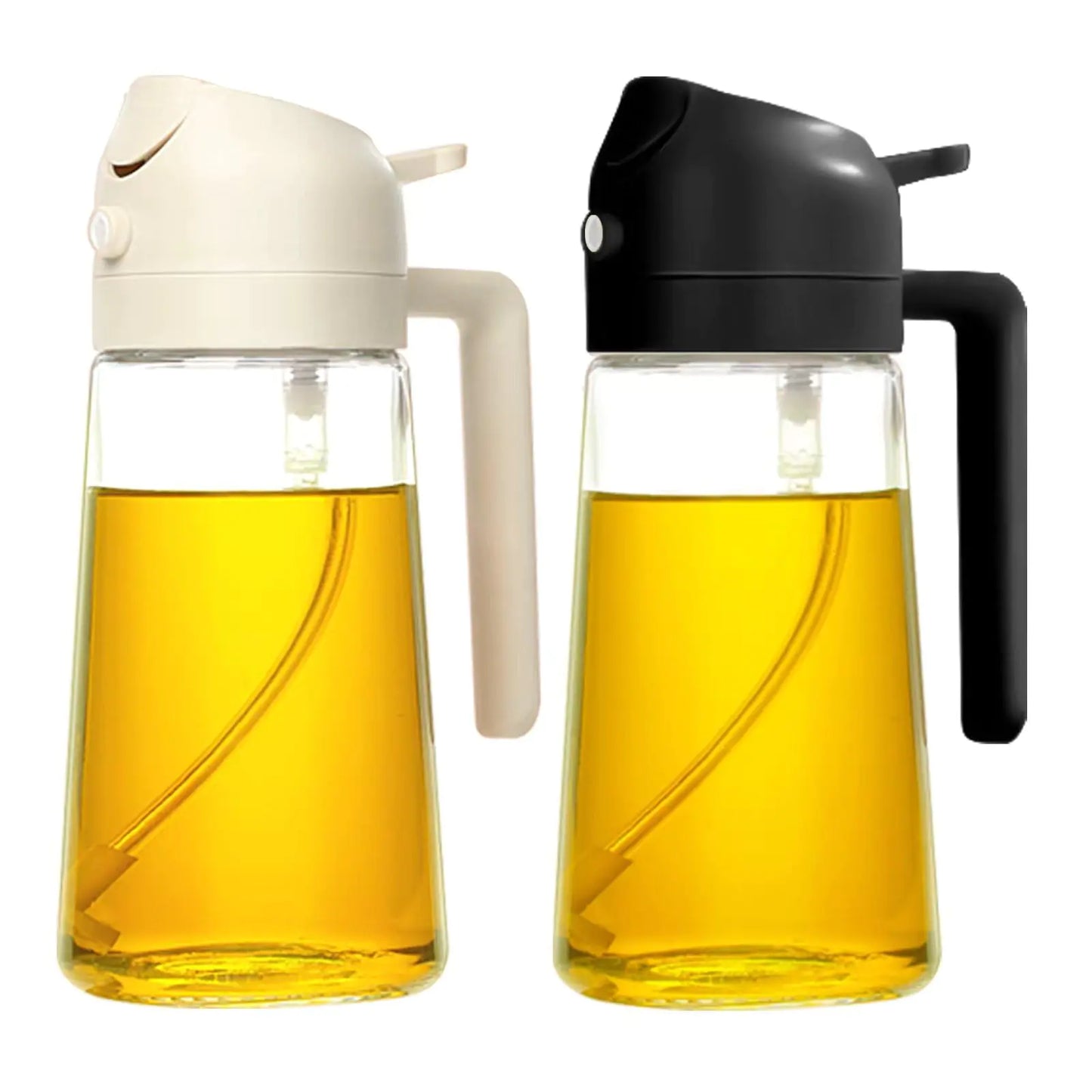 Glass Olive Oil Dispenser 17oz (White & Black)