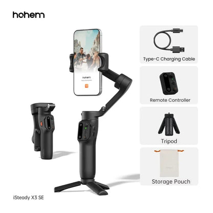 Hohem iSteady X3 SE 3-Axis Handheld Gimbal Stabilizer Portable Foldable AI Tracking Selfie Tripods for Smartphone Vlog
